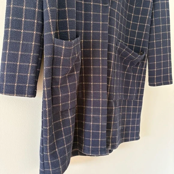 Anthropologie Harlyn Navy Plaid Jacket – Size Small – Snap Front – Mid Length - Picture 10 of 12